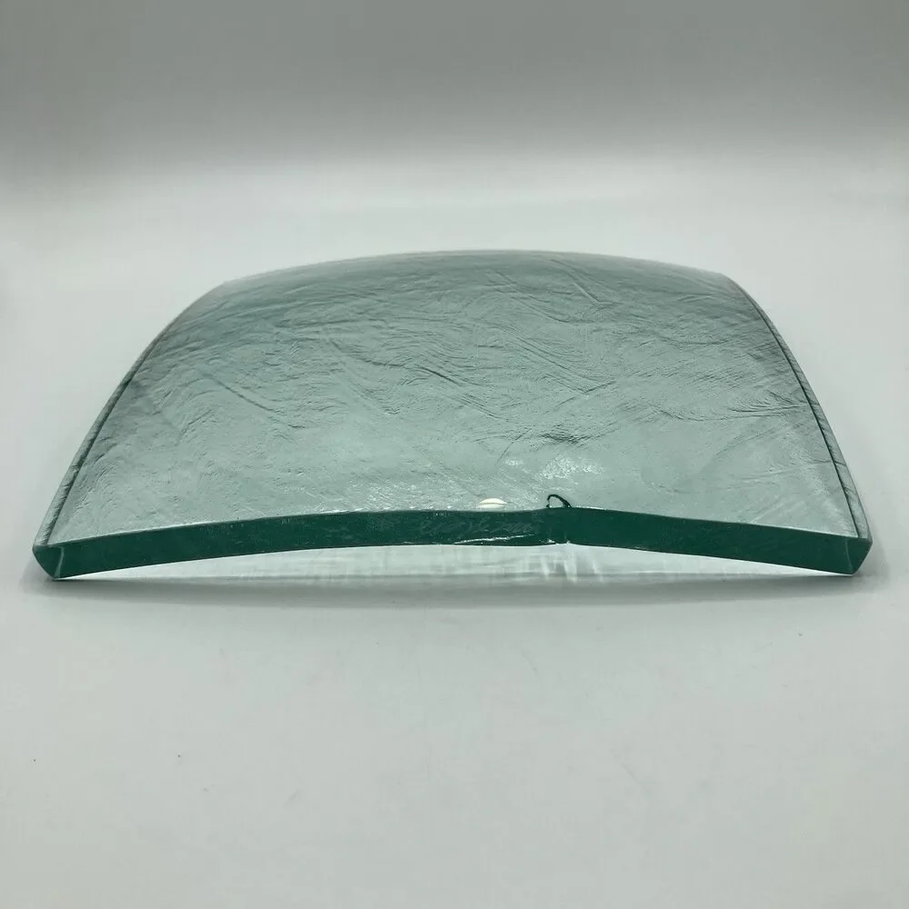 Vintage Annieglass Slab Platter Tray Modernist Art Glass Signed Green 8” Square